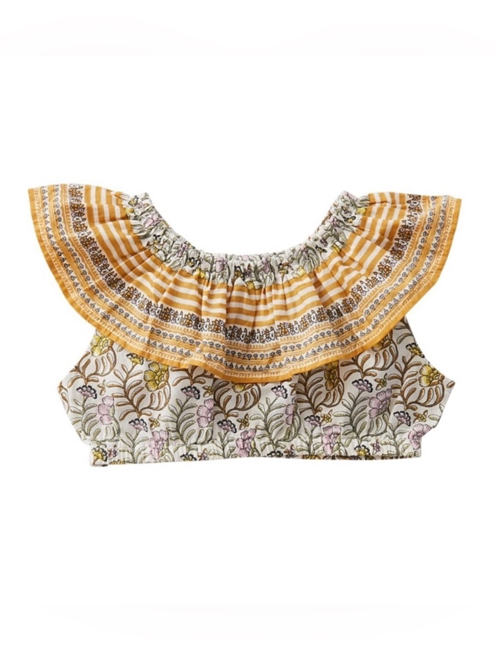 Pink Chicken Loretta Floral Ruffle Top Girls Size 6 Boho Cotton